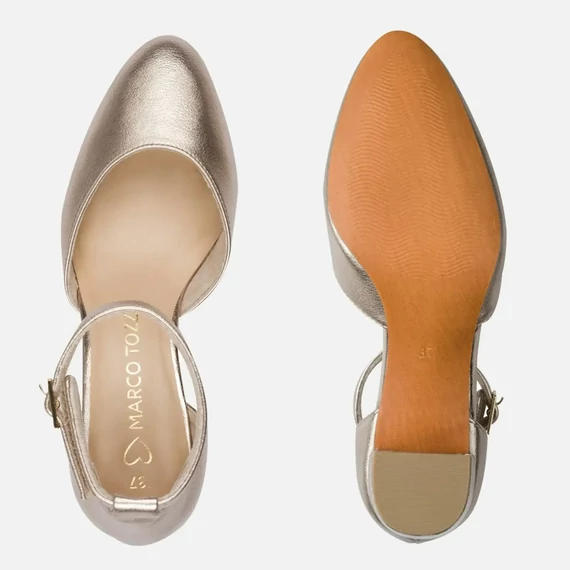 Marco Tozzi platina színű női szandálcipő